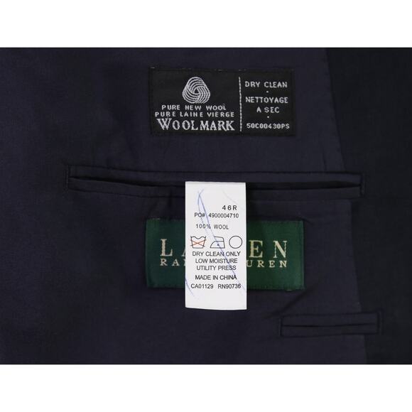 Lauren Ralph Lauren Mens Navy Blue Gold Button Blazer Jacket Wool 46R - Picture 8 of 8